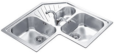 2.5 Bowl Stainless Steel Antiscratch Corner Inset Kitchen Sink. additional image