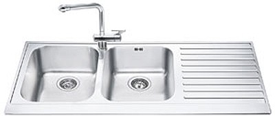2.0 Bowl Stainless Steel Kitchen Sink With Right Hand Drainer. additional image
