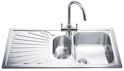 1.5 Bowl Stainless Steel Inset Kitchen Sink With Left Hand Drainer. additional image