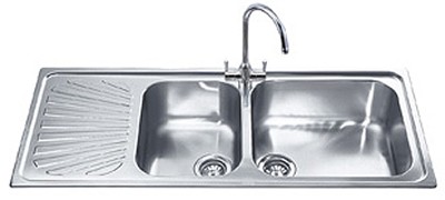 2.0 Bowl Stainless Steel Kitchen Sink With Left Hand Drainer. additional image
