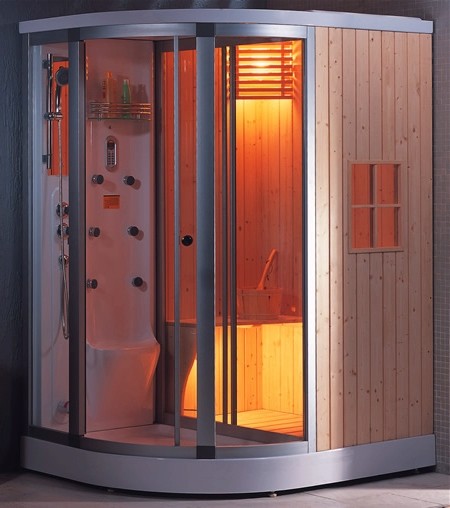 Sauna and steam massage shower enclosure, left handed. additional image