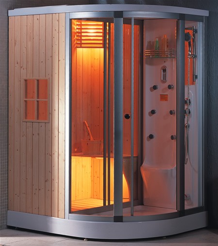 Sauna and steam massage shower enclosure, right handed. additional image