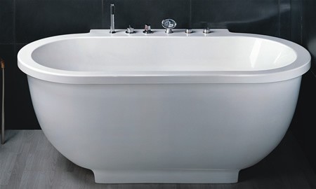 Freestanding Back to Wall Whirlpool Bath. 1800x950mm. additional image