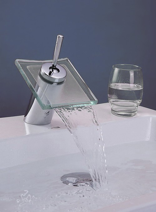 Square Waterfall Basin Mixer Tap With Round Column. additional image