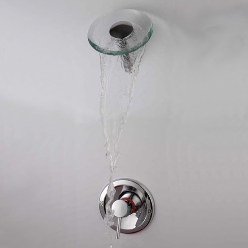 Shower Valve And Glass Waterfall Shower Head. additional image