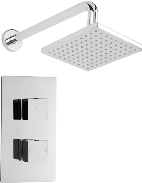 Twin Concealed Thermostatic Shower Valve & Fixed Head. additional image