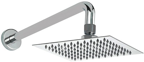 Ultra thin square fixed shower head and arm. 200mm. additional image
