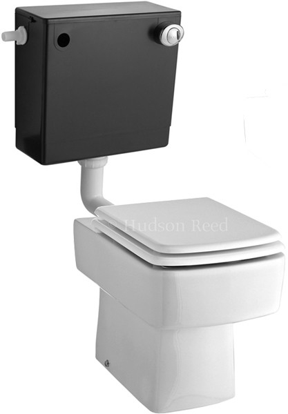 Square Back To Wall Toilet Pan With Seat & Cistern. additional image