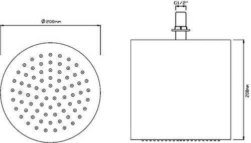 Round Shower Head (Stainless Steel). 200D x 200H mm. additional image