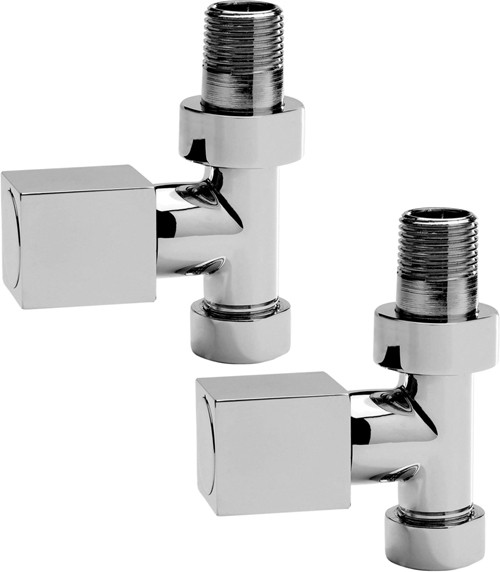 Straight Radiator Valves With Square Handles (Pair). additional image