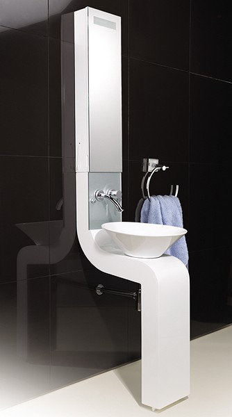 Vanity Unit With Cabinet, Basin & Tap (White).  250x2010mm. additional image