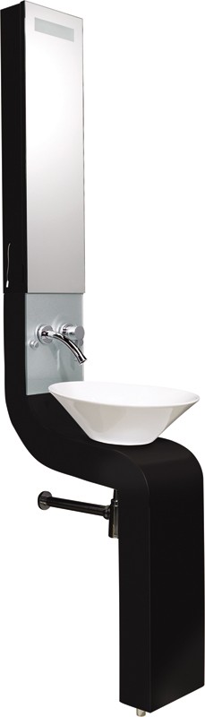 Vanity Unit With Cabinet, Basin & Tap (Black).  250x2010mm. additional image