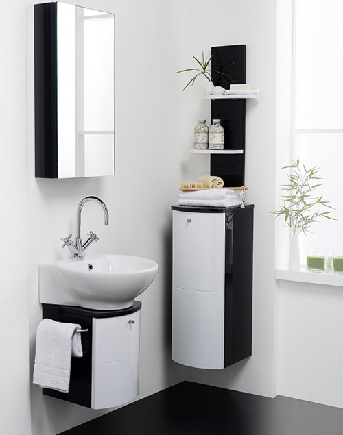 Wall Hung Bathroom Furniture Pack (Black & White). additional image