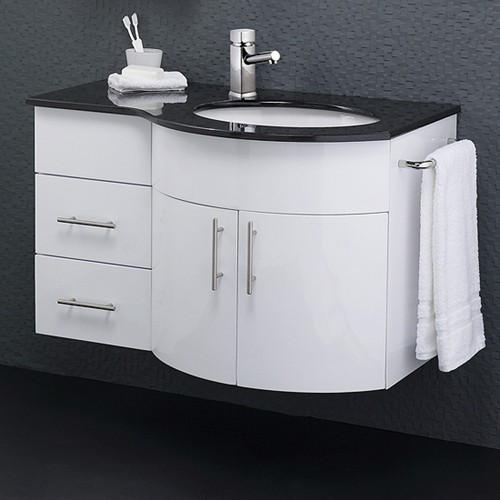Wall Vanity Unit With Granite Top. Right Handed, 870x550mm. additional image