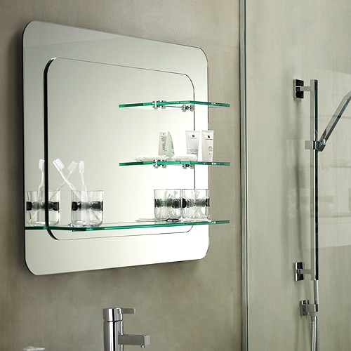 Trilogy Bathroom Mirror With Shelves. 800x600mm. additional image