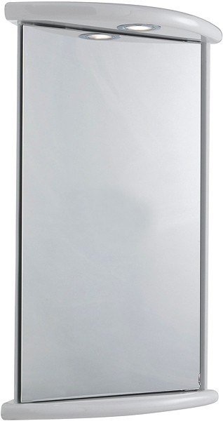 niche corner mirror cabinet, light & shaver. 430x660x280mm. ultra