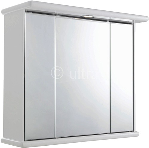 Cryptic 3 Door Mirror Cabinet, Light & Shaver. 700x620x270mm. additional image