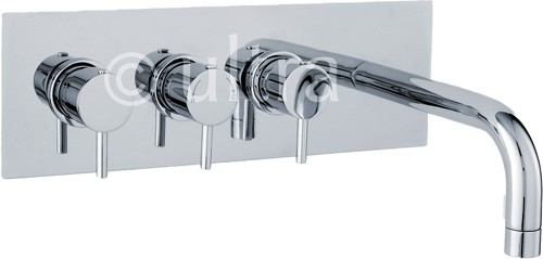 Wall Mounted Thermostatic Triple Bath Filler Tap (Chrome). additional image