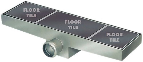 Stainless Steel Wetroom Tile Channel With Side Outlet. 910mm. additional image