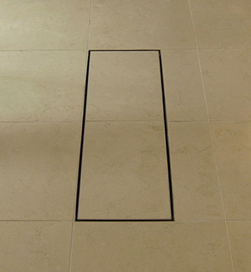 Stainless Steel Wetroom Tile Channel With Side Outlet. 910mm. additional image