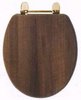 Click for daVinci Wenge contemporary toilet seat with gold hinges.