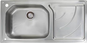 Astracast Sink Echo 1.0 bowl stainless steel kitchen sink with right hand drainer.