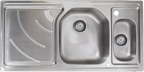 Astracast Sink Echo 1.5 bowl stainless steel kitchen sink with left hand drainer.