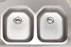Astracast Sink Echo D2 double bowl stainless steel kitchen sink.