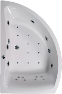 Aquaestil Comet Eclipse Corner Whirlpool Bath. 24 Jets. Left Hand. 1500x1000.