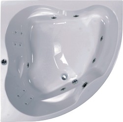 Aquaestil Newa Large Corner Turbo Whirlpool Bath. 14 Jets. 1500x1500.