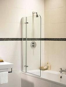 Image Coral silver 2 panel inline bath screen (right handed)