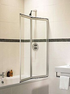 Image Coral silver folding bath screen with 2 folds.