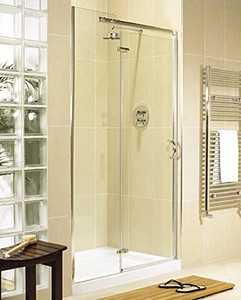 Image Allure 900mm left hand inline hinged shower enclosure door and panel.