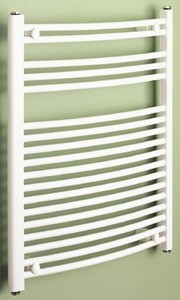 HeatLine White Curved Multi-Rail Towel Radiator.  500x750mm.  1242 BTU.