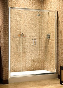 Image Ultra 1600mm 4 panel jumbo sliding shower enclosure door.