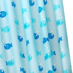 Croydex Textile Shower Curtain & Rings (Wiggly Fish, 1800mm).