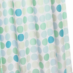 Croydex Textile Shower Curtain & Rings (Green Polka, 1800mm).