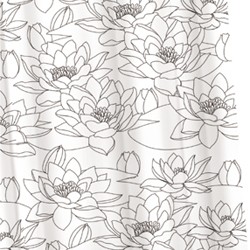 Croydex Textile Shower Curtain & Rings (Waterlillies, 1800mm).