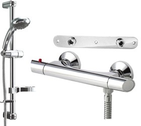 Deva Combi Modern Thermostatic Shower Kit With Wall Plate (Chrome).