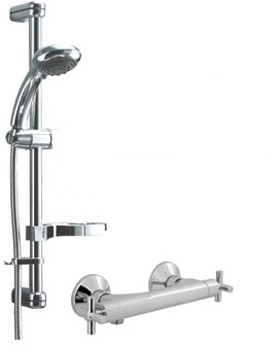 Deva Combi Expression Modern Thermostatic Bar Shower Kit (Chrome).