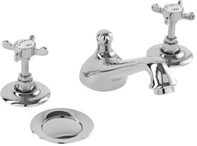 Deva Coronation 3 Hole Basin Mixer Tap With Pop Up Waste (Chrome).