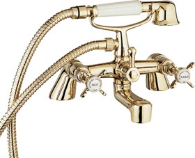 Deva Coronation 3/4" Bath Shower Mixer Tap With Shower Kit (Gold).