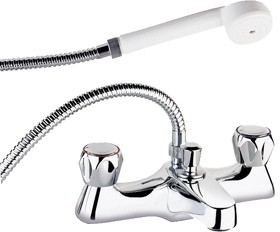 Deva Profile Bath Shower Mixer Tap With Shower Kit And Wall Bracket (Chrome).