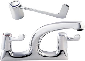 Deva Lever Action Swivel Kitchen Sink Mixer Tap With 6" Long Handles.