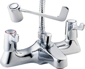 Deva Lever Action Lever Bath Shower Mixer Tap, 6" Long Handles & Shower Kit.