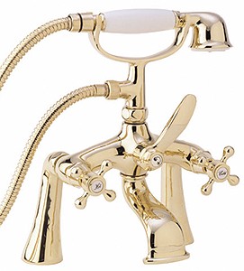 Deva Empire Bath Shower Mixer Tap With Shower Kit (Gold).