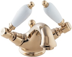 Deva Georgian Mono Basin Mixer Tap With Pop Up Waste (Gold).