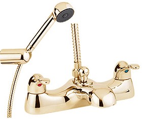 Deva Provence Bath Shower Mixer Tap With Shower Kit (Gold).