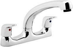 Deva Reva Deck Mounted Kitchen Mixer Tap With Swivel Spout (Chrome).