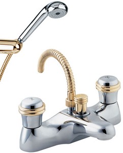 Deva Senate Bath Shower Mixer Tap With Shower Kit (Chrome And Gold).